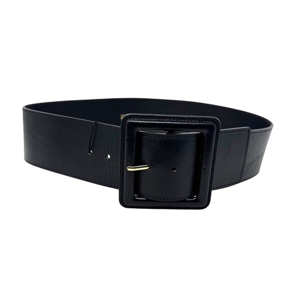 Zara Real leather black wide statement belt womens size 34 EU size 90 Medium - Picture 1 of 8